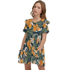 Kids  Frilly Sleeves Pocket Dress 