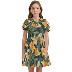 Kids  Bow Tie Puff Sleeve Dress 