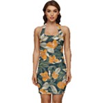 Neroli Blossom Sleeveless Wide Square Neckline Ruched Bodycon Dress