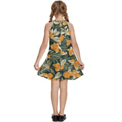 Kids  Halter Collar Waist Tie Chiffon Dress 