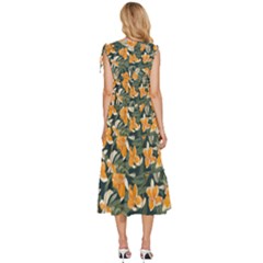 V-Neck Drawstring Shoulder Sleeveless Maxi Dress 