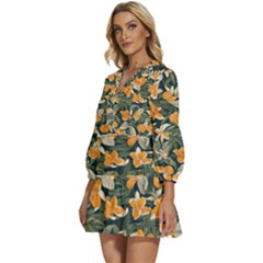 V-Neck Placket Mini Dress 