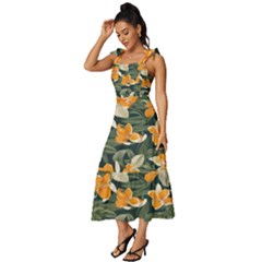 Tie-Strap Tiered Midi Chiffon Dress 