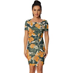 Fitted Knot Split End Bodycon Dress 