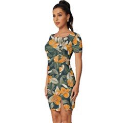 Fitted Knot Split End Bodycon Dress 