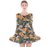 Neroli Blossom Long Sleeve Velvet Skater Dress