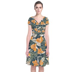 Short Sleeve Front Wrap Dress 