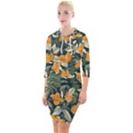 Neroli Blossom Quarter Sleeve Hood Bodycon Dress