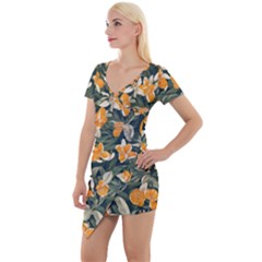 Short Sleeve Asymmetric Mini Dress 