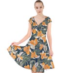 Neroli Blossom Cap Sleeve Front Wrap Midi Dress