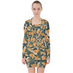 Neroli Blossom V-neck Bodycon Long Sleeve Dress