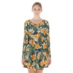 Neroli Blossom Long Sleeve Velvet V-neck Dress
