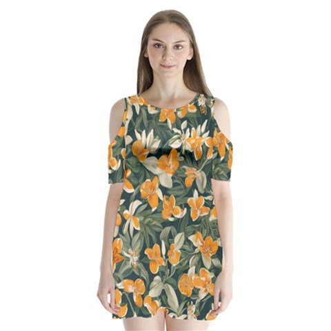 Neroli Blossom Shoulder Cutout Velvet One Piece from ArtsNow.com