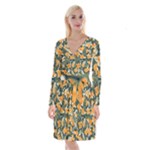 Neroli Blossom Long Sleeve Velvet Front Wrap Dress