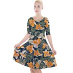 Neroli Blossom Quarter Sleeve A-Line Dress