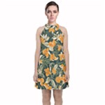 Neroli Blossom Velvet Halter Neckline Dress 