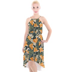 High-Low Halter Chiffon Dress  