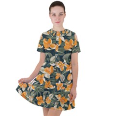 Short Sleeve Shoulder Cut Out Dress  