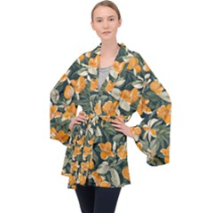 Long Sleeve Velvet Kimono  