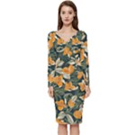 Neroli Blossom Long Sleeve V-Neck Bodycon Dress 