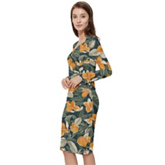 Long Sleeve V-Neck Bodycon Dress  