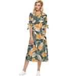 Neroli Blossom Bow Sleeve Chiffon Midi Dress