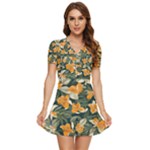 Neroli Blossom V-Neck High Waist Chiffon Mini Dress