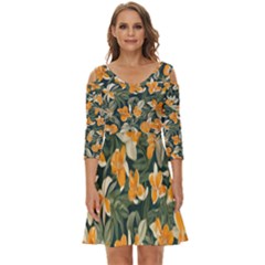 Shoulder Cut Out Zip Up Dress 