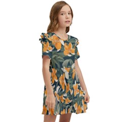 Kids  Frilly Sleeves Pocket Dress 