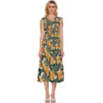 Neroli Blossom V-Neck Drawstring Shoulder Sleeveless Maxi Dress