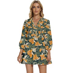 V-Neck Placket Mini Dress 
