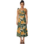 Neroli Blossom Tie-Strap Tiered Midi Chiffon Dress