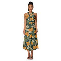 Sleeveless Cross Front Cocktail Midi Chiffon Dress 