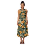 Neroli Blossom Sleeveless Cross Front Cocktail Midi Chiffon Dress