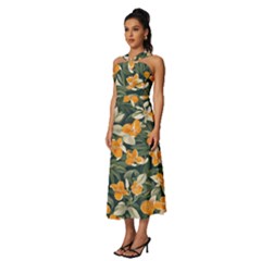 Sleeveless Cross Front Cocktail Midi Chiffon Dress 