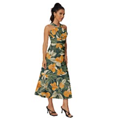 Sleeveless Cross Front Cocktail Midi Chiffon Dress 