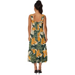 Square Neckline Tiered Midi Dress 