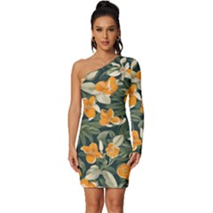 Long Sleeve One Shoulder Mini Dress 