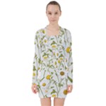 Sunflowers V-neck Bodycon Long Sleeve Dress