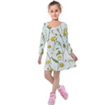 Sunflowers Kids  Long Sleeve Velvet Dress