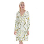 Sunflowers Long Sleeve Velvet Front Wrap Dress