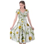 Sunflowers Cap Sleeve Wrap Front Dress