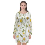 Sunflowers Long Sleeve Chiffon Shift Dress 