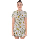 Sunflowers Drop Hem Mini Chiffon Dress