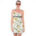 Sunflowers One Shoulder Ring Trim Bodycon Dress