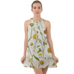 Sunflowers Halter Tie Back Chiffon Dress