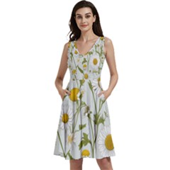 Sleeveless V-Neck Skater Dress with Pockets 