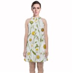 Sunflowers Velvet Halter Neckline Dress 