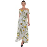 Sunflowers Off Shoulder Open Front Chiffon Dress