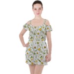 Sunflowers Ruffle Cut Out Chiffon Playsuit